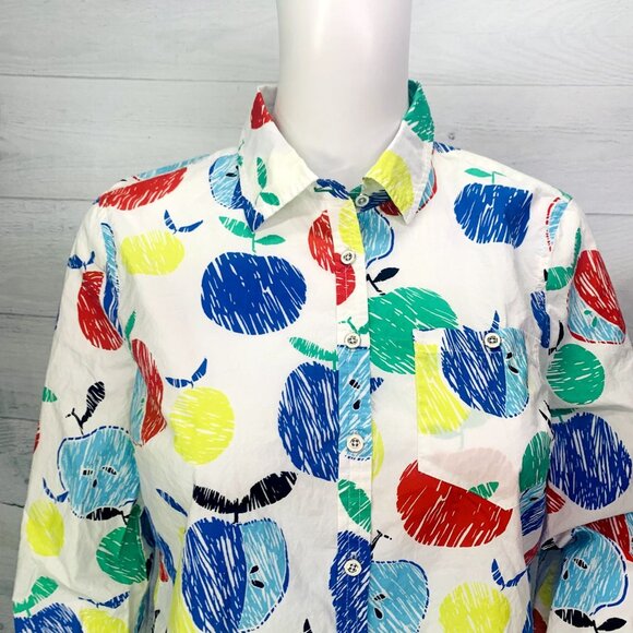 Talbots Womens Shirt Apple Multicolor Roll Tab Sleeve Button Up Petite Size Sp - Picture 5 of 13